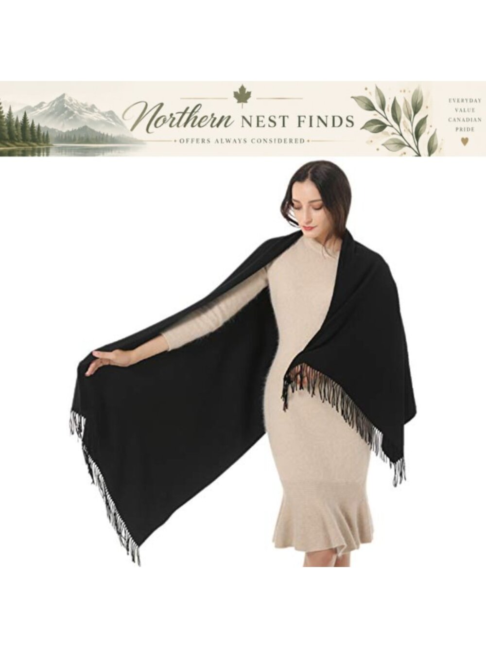 Large Pashmina Shawl Wrap Soft Cashmere Feel Scarf for Wedding Evening